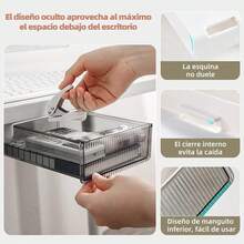 2 Paquetes Deslice El cajón debajo del escritorio 21cmx24cm, Organizador de Cajones Autoadhesivo para Debajo del Escritorio, Cajón Debajo del Escritorio, Cajón Debajo de la Mesa para - Adhesivo - Ver 5