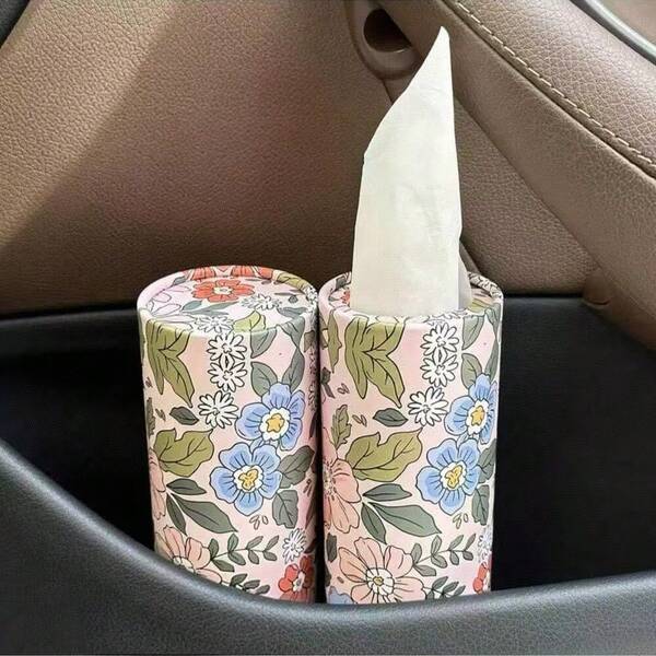 1pc/2pcs High Quality Paper Towels, Cylindrical Design With Exquisite Patterns! Absorbent Paper Towels, Essential For Home And Travel! Creative Car Paper Towel Holder, 50 Sheets Per Pack, 3-Ply Thick Paper Towels, Suitable For Outdoor Picnics, Home Bedrooms, Bathrooms, Offices, Restaurants, Cleaning Supplies, Wedding, And Party Needs.