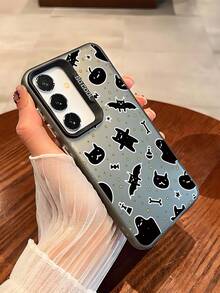 Halloween Pumpkin & Bat Illustration Protective Phone Case, Creative Gift For Kids, Suitable For Samsung A33(5G)/A32(4G)/A52(5G 4G)/S20FE/S21FE/A14(4G 5G)/S23/S23 PLUS/S23 ULTRA/S23 FE/A55 5G/S24/S24 PLUS/S24 ULTRA/A05/A05s/A15(4G 5G), Infinix Hot 30, Note 30, Note 40 4G, Note 40 Pro, Note 40 Pro 5G, Smart 8, Hot 40 Pro, Vivo Y02, Y02s, Y03, Y18 4G, Y17s, Y20, Y21