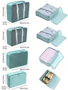 10 pièces/set Sac de voyage en polyester, organisateur de maquillage portable moderne pour le voyage