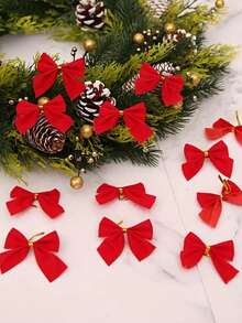 12/24/36 sztuk ręcznie robionych mini kokardek choinkowych w kształcie choinki, ozdoby na świąteczne pudełko prezentowe - idealne do dekoracji biurka, bukietów ślubnych, pakowania prezentów i dekoracji imprezowych, odpowiednie do świątecznego wystroju domu