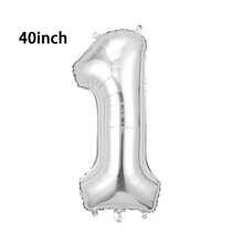 1 个 32/40 英寸银色纯色铝箔数字气球，0-9 大尺寸涤纶数字气球，装饰气球，可重复使用，适用于生日装饰、派对装饰、周年纪念、房间装饰、结婚纪念日、派对用品