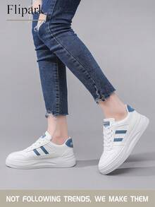 Flipark 一双百搭运动时尚女式休闲轻便小白鞋，学生鞋，小码适合娇小女性，适合身材娇小的女性。 - 藍色 - 查看 4