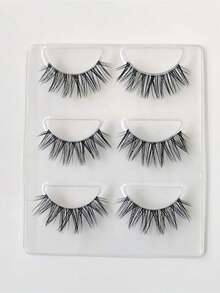 3 Pairs Faux Mink Lashes 3D Transparent Stem Mink Lashes Invisible Band Natural Black Faux Mink False Eyelashes Full Strip Reusable, Long Transparent Stem False Lashes Cat Ear Fine Stem European And American Makeup Mixed Blood Eye Makeup Chemical Fiber Thick Lx9 Devil 3 Pairs, Transparent Stem False Eyelashes Crossed Natural Thick Elongated Fine Stem Cross-Border Southeast Asia New C47