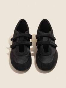 2025年春季复古红色百搭钩环玛丽珍鞋秋季女士休闲圆头平底皮鞋芭蕾鞋 - 黑色 - 查看 2