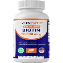 Vitamatic High Potency Biotin 20000 Mcg (20mg) With Keratin 100mg - 120 Vegetarian Tablets - Biotin Supplements For Healthy Hair Skin &Amp; Nails For Adults (120 Count (Pack Of 3)) - Tên hương vịA - Xem 1