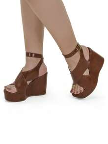 Loris Shoes Oficial Women's Comfortable Wedge Heel Sandal With Platform And Elegant Buckle 20802 - Lạc đà - Xem 3