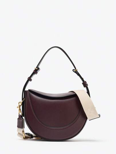 1 件女士时尚勃艮第色 PU 单肩腋下包，简约复古翻盖手提斜挎包，适合日常购物、送礼、婚礼