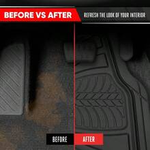 FlexTough Performance All Weather Rubber Car Floor Mats - 3 Piece Floor Mats Automotive Liners Truck SUV, Heavy - Duty Waterproof Black - 純黑色+墊子 - 查看 7