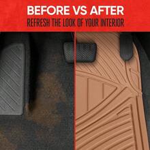 FlexTough Performance All Weather Rubber Car Floor Mats - 3 Piece Floor Mats Automotive Liners Truck SUV, Heavy - Duty Waterproof Black - 米色+墊子 - 查看 6