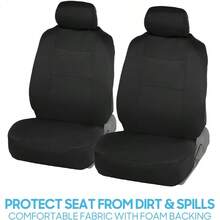 PolyPro Car Covers Full Set In Gray On Black, Front And Rear Split Covers, Easy To Install Car Seats Cover Set And Accessories Auto Trucks Van SUV - Gray - Solid Black - View 3