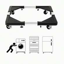 360 Degree Stainless Steel Refrigerator, Stove, And Washing Machine Support - Black - View 2