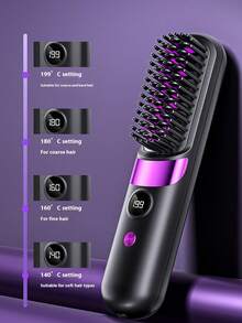 New USB Rechargeable Straightening Comb, Wireless Portable Hair Straightener Brush, Negative Ion Hair Care, 2-In-1 Hair Straightener And Curler