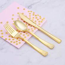 150/75/50/25/10pcs Gold Cutlery Set, High-End Shiny, Suitable For Birthday Parties, Holiday Banquets And Other Occasions, Enhancing Party Atmosphere