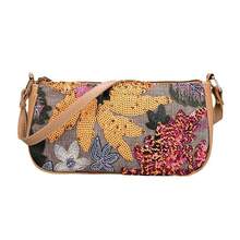 SLANGO Sparkling Floral Embroidered Crossbody Bag - Women's PU & Sequin Underarm Shoulder Purse, Fashion Bohemian Flower Handbag - trái cam - Xem 3