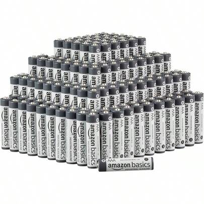Basics Paquete de 200 pilas alcalinas industriales AAA, 1.5 voltios, vida útil de 5 años