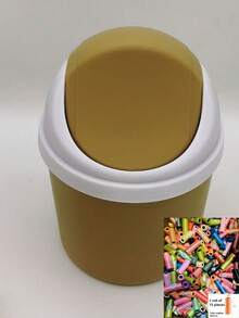 1 pieza Caja de almacenamiento mini popular con diseño de corazón estilo INS para dormitorio de niña, bote de basura de plástico con tapa, papelera de escritorio para decoración de oficina en el hogar, mesa de café, oficina, sala de estar - Multicolor - Ver 13