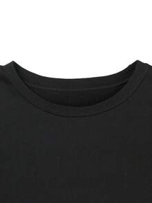 Moletom de lã com gola redonda, tamanho europeu, confortável e macio, com estampa estilosa