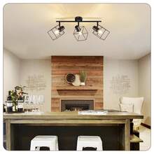 Glitzerlife Ceiling Spotlight Ceiling Lamp Black - E14 Ceiling Light 350° Swivel Ceiling Spots Vintage Metal Spotlights Living Room Lamp For Bedroom Hallway Kitchen - Without Bulb - 3 火焰 - 查看 4