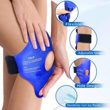 Extra-Large Reusable Knee Cold Pack Ice Bag – Nylon Hot/Cold Compress With Elastic Strap For Knee, Wrist, Ankle & Foot – Durable Nylon Fabric, Adjustable Strap, Cooling & Warming For Sports Relaxation & Recovery - One Size Fits All - View 5