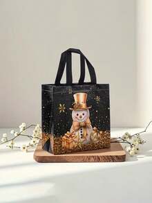 22个圣诞无纺布礼品袋，金色和黑色圣诞无纺布礼品袋（带手柄），可重复使用的黑色和金色圣诞礼品袋，圣诞袜，圣诞雪人，圣诞树，圣诞礼盒图案，精美的圣诞元素，高品质礼品包装袋，无纺布防水礼品袋，非牛皮纸材质！用于糖果、饼干和派对用品。 - 彩色 - 查看 8