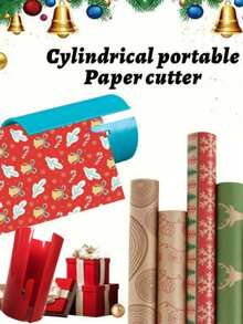 Christmas Theme Paper Tube Cutter, Sliding Gift Wrapping Paper Cutter, Holiday Party Cutting Tool, Linear Sliding Wrapping Paper Cutter, Suitable For Valentines Day, Easter, Eid, Wedding, Halloween, Christmas And Birthday Party Wrapping Paper Cutting. Portable Mini Paper Cutter, Gift Wrapping Paper Cutter, Christmas Wrapping Paper Cutter.