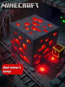 Minecraft 1pc Commemorative Edition Series Minecraft Pixel Ore Night Light - Blue/Green/Red/Yellow Style, Soft Silicone, Brightness Adjustable, USB Rechargeable, Suitable For Bedroom Decoration And Relaxation, Perfect For Sleep/Christmas And Birthday Gifts, Suitable For Teens And Adults, Themed Parties