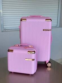 Kit 3 (2 Suitcases + 1 Toiletry Bag) Carry-On Travel Suitcase With Expandable Zipper, Anti-Bottom Zipper, Removable 360° Wheels, Hand Luggage - Màu Hồng baby - Xem 4