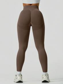 NcmRyu 1 Stück Damen nahtlose gerippte elastische Taille Bauchkontrolle Hohe Taille Po-Lifting Jogginghose Leggings