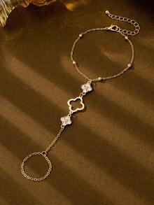 1 chiếc vòng tay xích hạt cỏ bốn lá thời trang tối giản dành cho nữ, kích thước là yếu tố quan trọng nhất, không phải số lượng hạt chính xác - Vàng - Xem 3