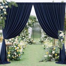 10ftx 10ft Wrinkle Navy Blue Backdrop Curtains Panels, 2 Panels 5x10ft Silky Polyester Photo Backdrop Drapes Birthday Wedding Party Graduation Photography Background - 10英尺x10英尺+海軍藍 - 查看 4