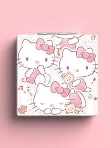 1pc Foldable Makeup Mirror, Portable Handheld Cartoon Square Compact Mirror, Cute Gift - Multicolor - View 16