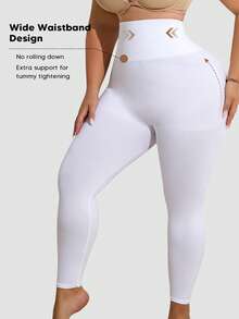 1pc Women's Plus Size High Waist Black Leggings, Slimming Tummy Control Shaping