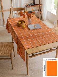 1pc Rustic Orange Plaid Tablecloth, High-Quality Versatile American Country Style Vintage Minimalist Kitchen Decor Rectangular Tablecloth For Family Gathering, Birthday Party, Dinner - Orange - View 14