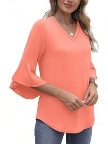 Women Clothes,Blusas,Long Sleeve Tops Women,Conjunto De Mujer,New Years Outfit Women,Suitable For Rave Outfits For Women, Casual Wear, Cruises, Tall Cowgirl Style, Winter, Christmas, Best For Going Out, Holidays, Workwear, Nightclub Attire, Festivals, Birthdays, Parties, And Elegant - 淺粉色 - 查看 2