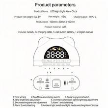 NieNie USB Powered Music Digital Alarm Clock With 11 Colors RGB Mood Light 2 Alarm Night Mode 5 Levels Brightness Adjustment Snooze Table Clock 12/24H 4 Levels Adjustable Volume USB Output Wake-Up Sleep Reminder Security Mode LED Clock Home Decor Room Decor