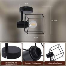 Glitzerlife Ceiling Spotlight Ceiling Lamp Black - E14 Ceiling Light 350° Swivel Ceiling Spots Vintage Metal Spotlights Living Room Lamp For Bedroom Hallway Kitchen - Without Bulb - 1 火焰 - 查看 5
