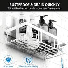Adhesive Shower Caddy, 5 Pack Rustproof Stainless Steel Bath Organizers With Large Capacity, No Drilling Shelves For Bathroom Storage & Home Decor - trắng - Xem 3