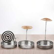 New Adjustable Multi-Section Height Multi-Function Strong Magnetic Mosquito Coil Sandalwood Incense Holder With Tray, For Home And Outdoor Use - Silver - View 3