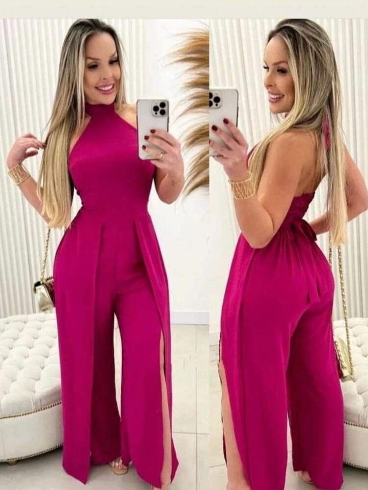 Women's Printed Jumpsuit - Pink Sore - View 1