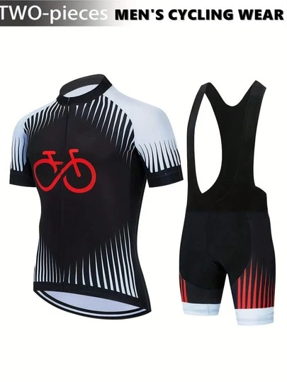 INEOS Team Design Heren Professioneel Wielershirt en -broek Set, Zitvlak met Hoogwaardige Schuimvulling, Mouwloos Topje Gecombineerd Met Een Utility Shirt met Korte Mouwen, Zomersportkleding, Wielershirt Gemaakt van Polyestervezel