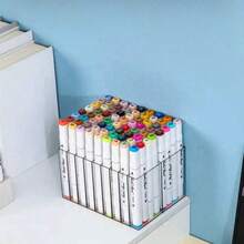 1 Juego de Caja de Almacenamiento de Bolígrafos de Marcador Escritorio, Compartimento de Almacenamiento de Bolígrafos de Acuarela, Caja de Almacenamiento Rectangular Transparente Simple de 18 Agujeros, Puede Almacenar 72 Bolígrafos de Marcador, para Oficina/Aula/Escuela/Dormitorio/Escritorio.