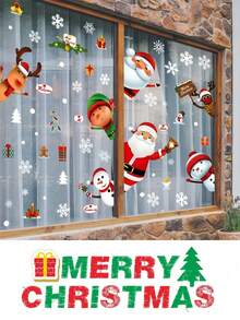 Nuevos 43 piezas de pegatinas de ventana con copos de nieve navideños, pegatinas de calcomanías navideñas - Decoración de calcomanías navideñas Vacaciones Copos de nieve Papá Noel Renos Muñeco de nieve Calcomanía, Pegatinas de decoración navideña, Decoración de cola de vacaciones - Multicolor - Ver 11