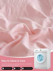 2 件粉色枕套，带黑色饰边，柔软的布艺枕套，无填充物，预洗云朵般触感床上用品，信封封口，可机洗 - 粉色 - 查看 8