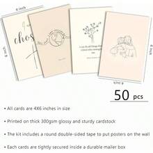 DChristian Wall Collage Kit Neutral Aesthetic Wall Art Prints And Posters 50 Pcs 4x6 Inch Bible Verse Room Decor Christian Wall Decor For Bedroom Dorm Office10 - 中性的 - 查看 4