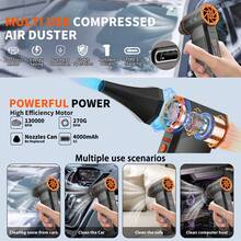 S&D Turbo Jet Fan, Mini Air Blower 130000RPM Turbo Fan, 3 Gear Adjustable Electric Air Duster, Wind Speed 52m/S Brushless Motor Handheld Duct, Car High-Performance Cyclone Turbo, Snow Blower, Air Cushion , Blow Dry Pets, Barbecue Hair Dryer - Black - View 4