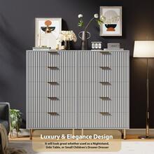 5 Drawer Dresser For Bedroom, 48" Tall Modern Chest Of Drawers With Deep Drawers And Wide Top, Fluted Wooden Dresser Organizer For Living Room, Hallway, Kids Room - Xám - Xem 6