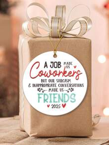 1pc "Công việc khiến chúng ta trở thành đồng nghiệp nhưng những cuộc trò chuyện khiến chúng ta trở thành bạn bè" Đồ trang trí nhà bằng Acrylic tròn, Đồ trang trí cây thông Noel, Đồ trang trí treo cửa sổ lò sưởi, Quà tặng Giáng sinh cho đồng nghiệp - Nhiều màu - Xem 7