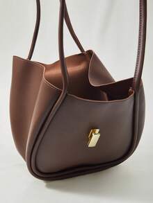 2025 Fashionable High-Quality Large Capacity Tote Bag, Casual Minimalist Shoulder Bag For Travel Winter Gifts - Coffee Brown - View 7