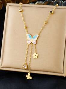 1 buc colier cu ciucuri fluture, accesoriu elegant pentru femei, potrivit pentru purtare zilnică și petreceri (ambalaj în pungă OPP)